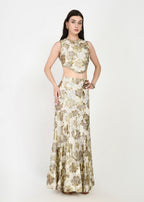 Ivory Gold Luxe Crop-top Skirt Ensemble
