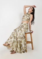 Ivory Gold Luxe Crop-top Skirt Ensemble