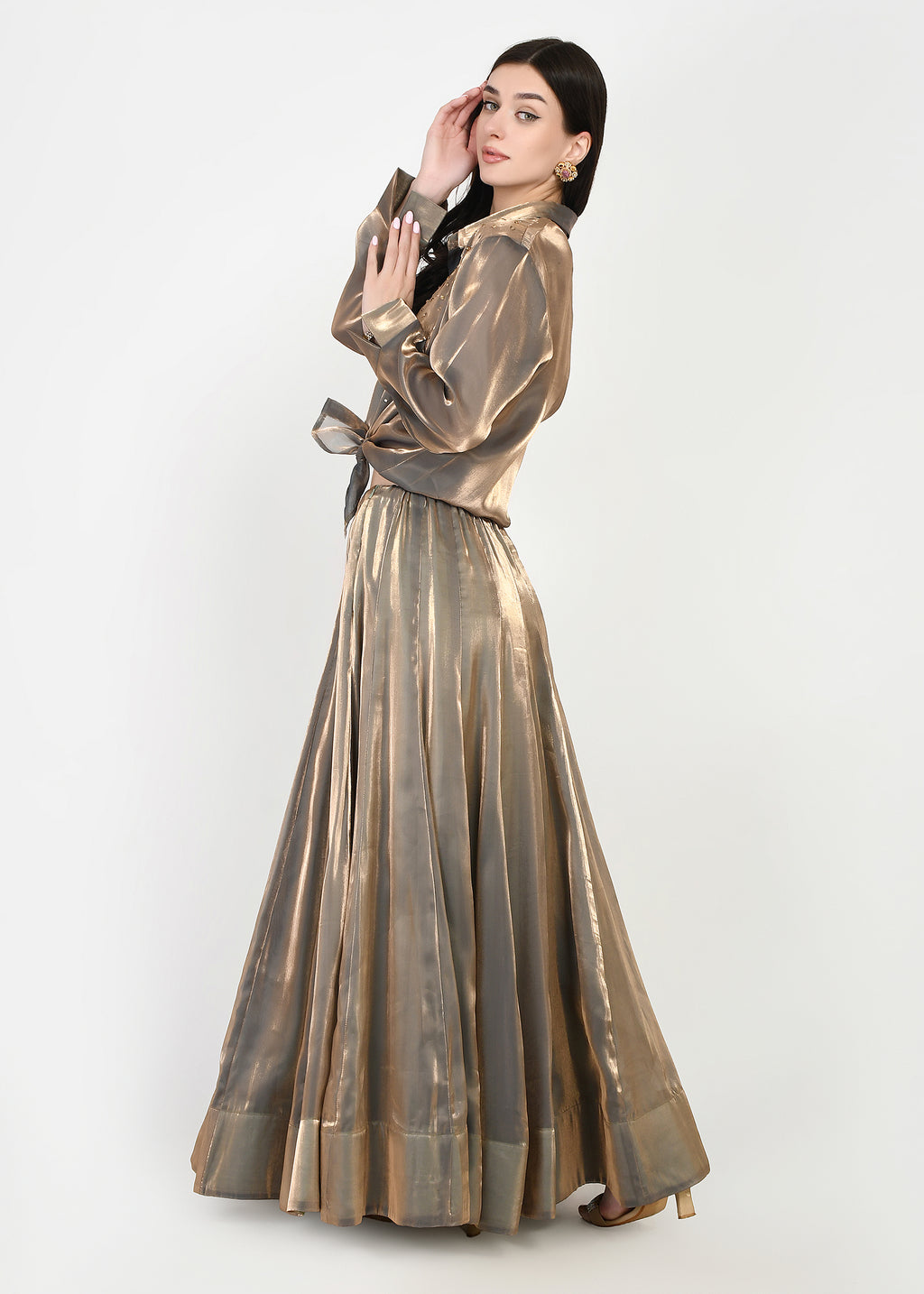 Moonlit Gold Indo-Western Shirt & Skirt Ensemble