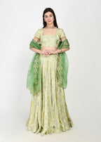 Lime Lux & Emerald Green Lehenga with Cutwork Dupatta