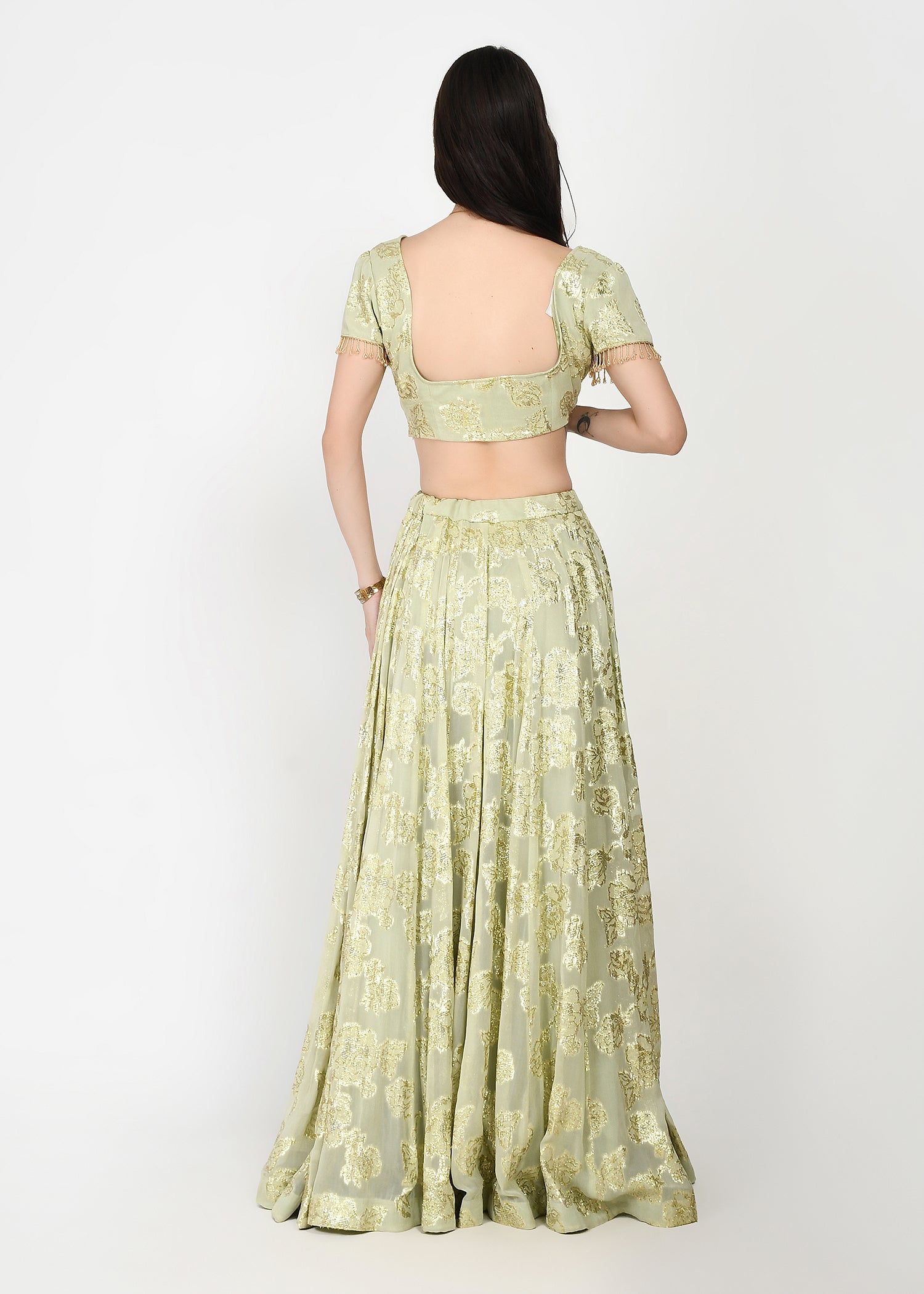 Lime Lux & Emerald Green Lehenga with Cutwork Dupatta