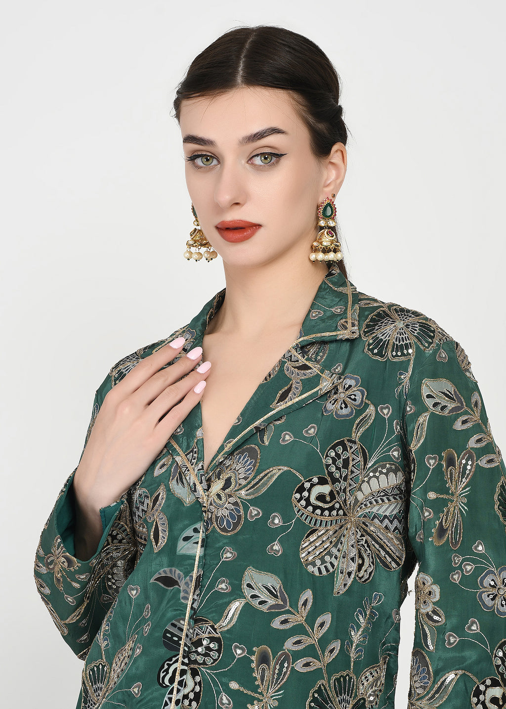 Festive Green Zari Kurta Sharara Set