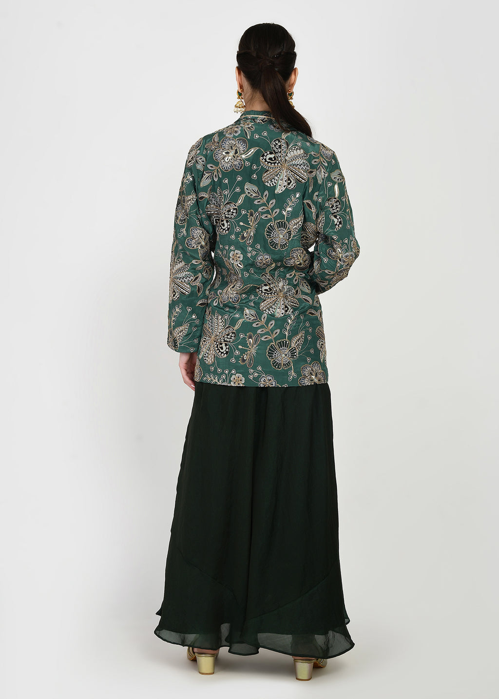 Festive Green Zari Kurta Sharara Set