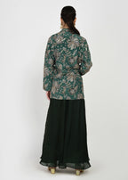 Festive Green Zari Kurta Sharara Set