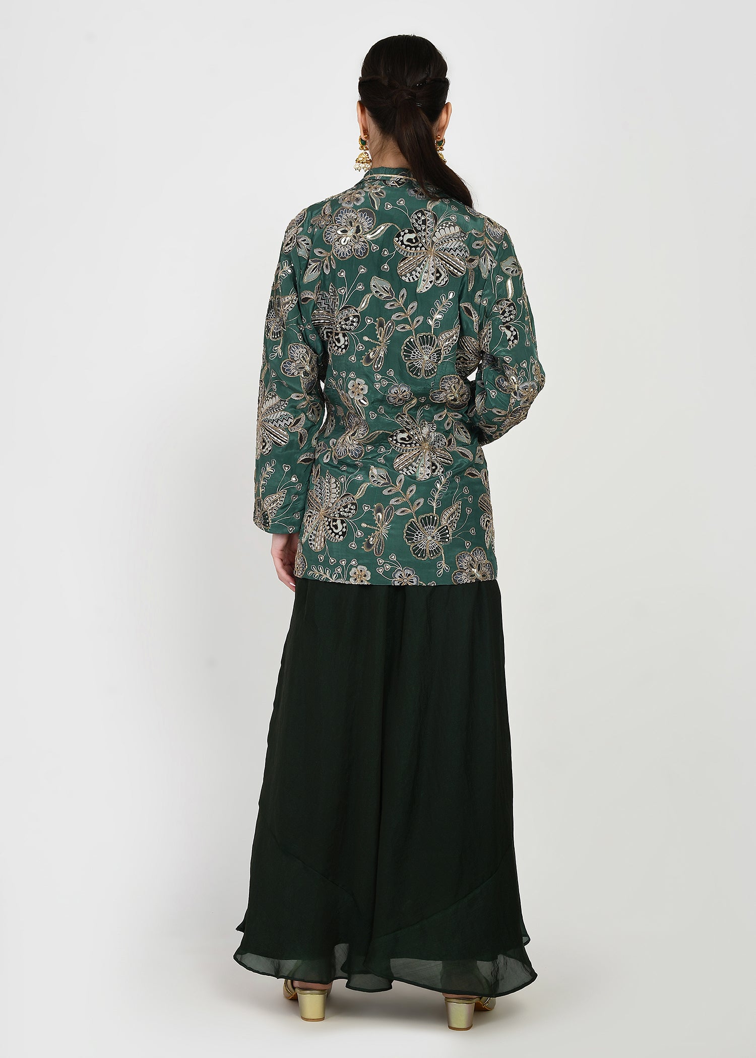 Festive Green Zari Kurta Sharara Set
