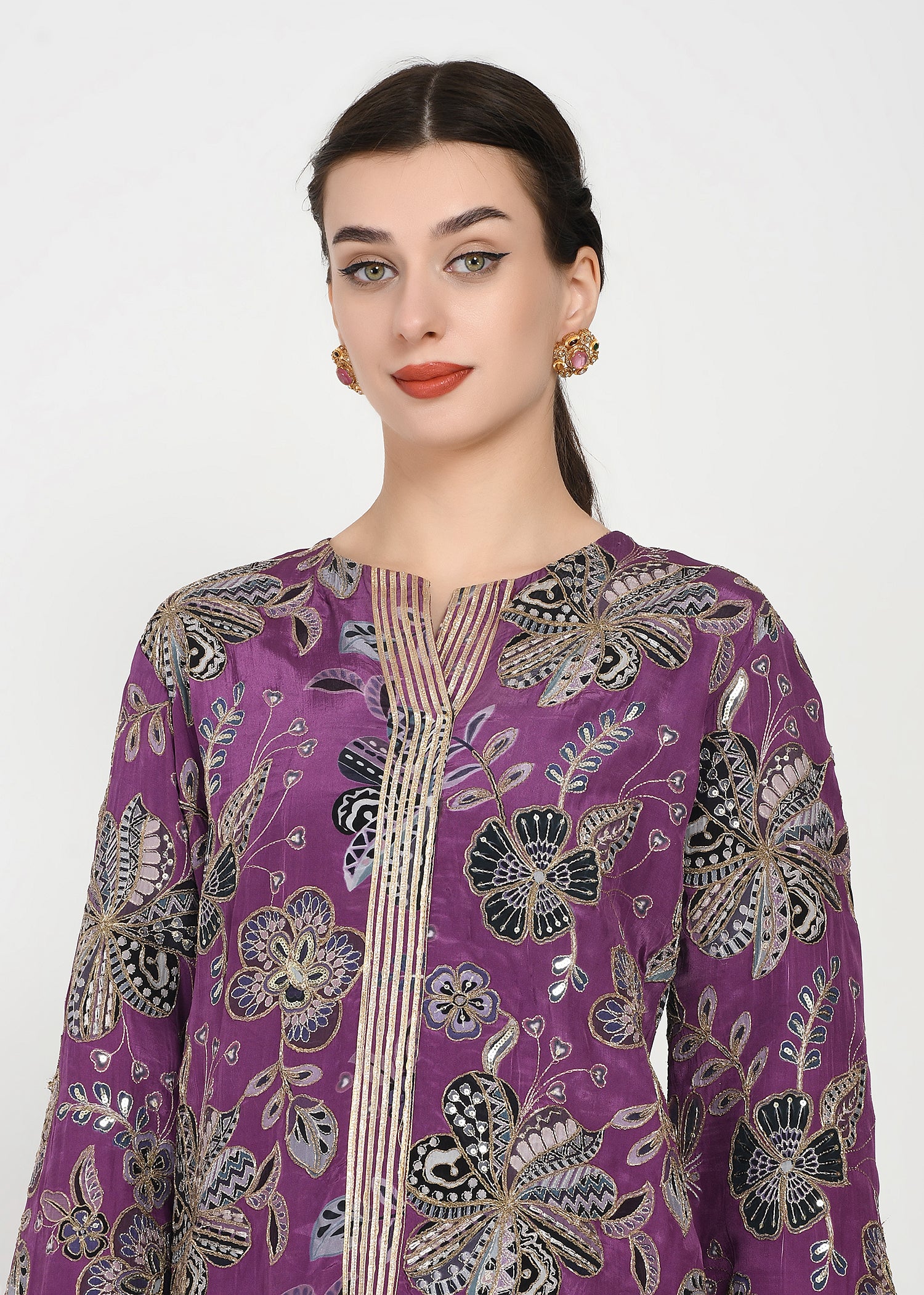 Festive Purple Zari Kurta Sharara Set