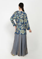 Indigo & Powder Blue Zari Kurta Sharara Set with Scalloped Organza Dupatta