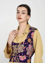 Shirt, Jacket & Sharara Three-Piece Set – Purple & Floral