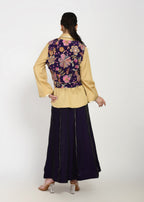 Shirt, Jacket & Sharara Three-Piece Set – Purple & Floral