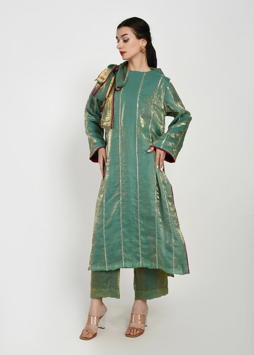 Noor-e-Mint Glam Bow Kurta Set