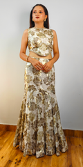Ivory Gold Luxe Crop-top Skirt Ensemble