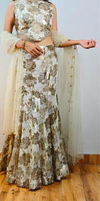 Ivory Gold Luxe Crop-top Skirt Ensemble