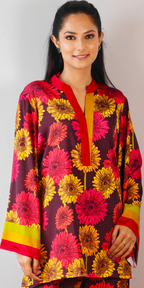 Red Brown Floral Bloom Coord Set