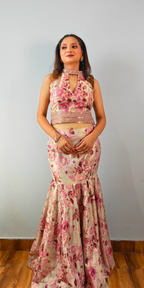 Blush Rose Couture Crop-top Skirt Set