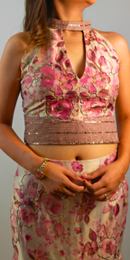 Blush Rose Couture Crop-top Skirt Set