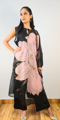 Blush Pink & Black Three-Piece Kaftan Set