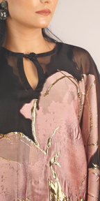 Blush Pink & Black Three-Piece Kaftan Set