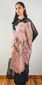 Blush Pink & Black Three-Piece Kaftan Set