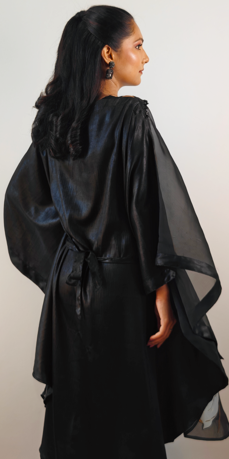 Powder Blue & Black Three-Piece Kaftan Set