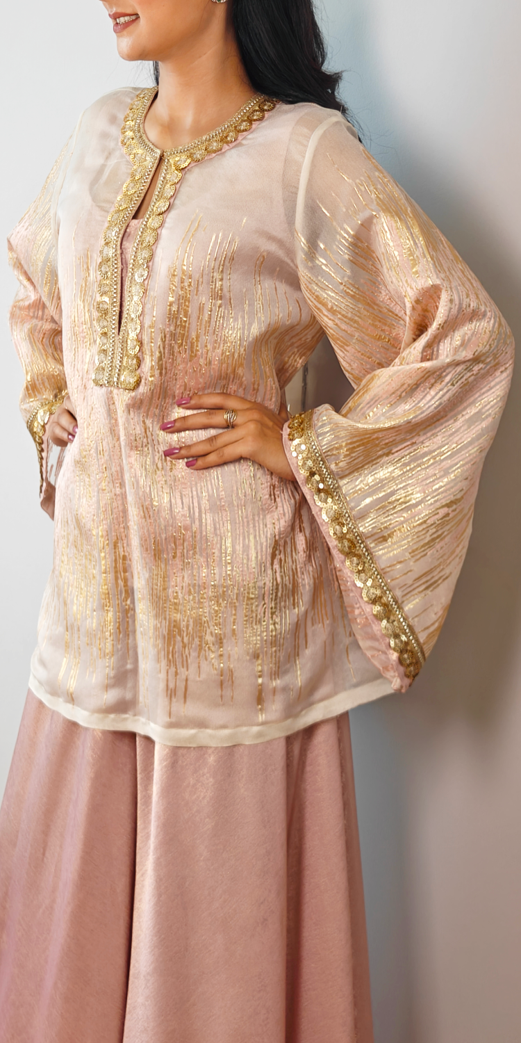 Luxe Powder Pink & Gold Sharara Coord Set