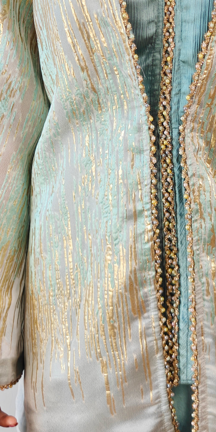 Breezy Aqua & Gold Sharara Coord Set