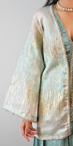 Breezy Aqua & Gold Sharara Coord Set