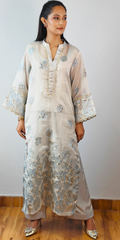 Powder Blue & Ivory Embellished Long Kurta Coord Set