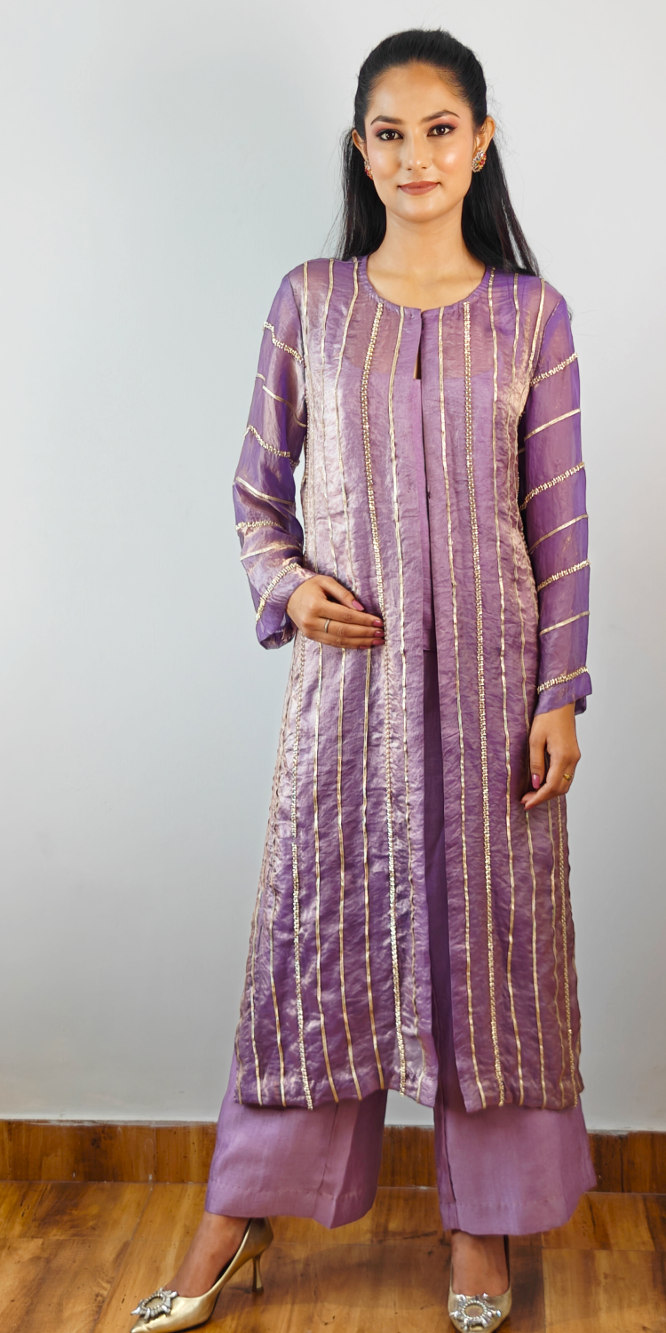 Lavender Orchid Jacket Kurta Set