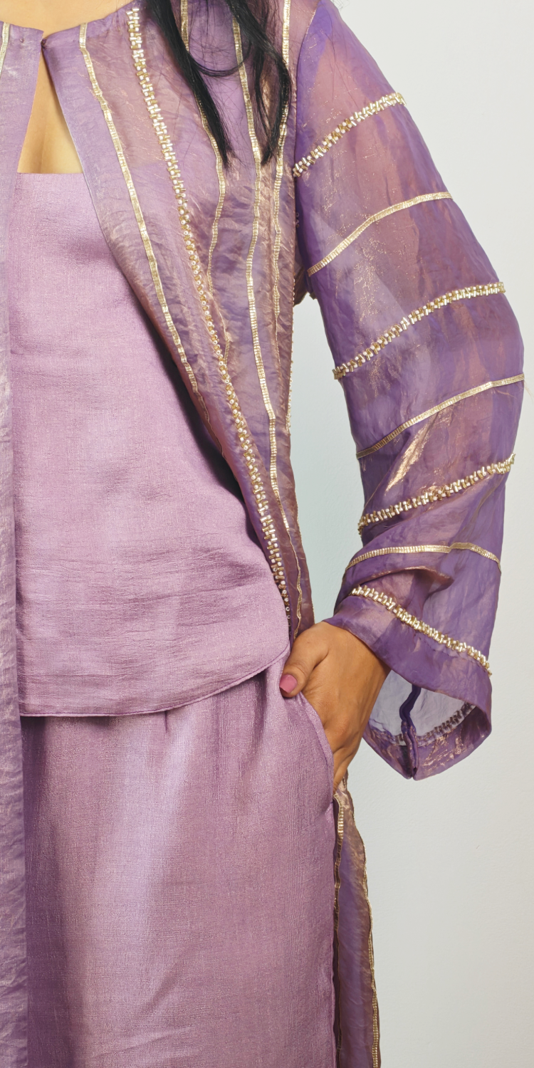 Lavender Orchid Jacket Kurta Set