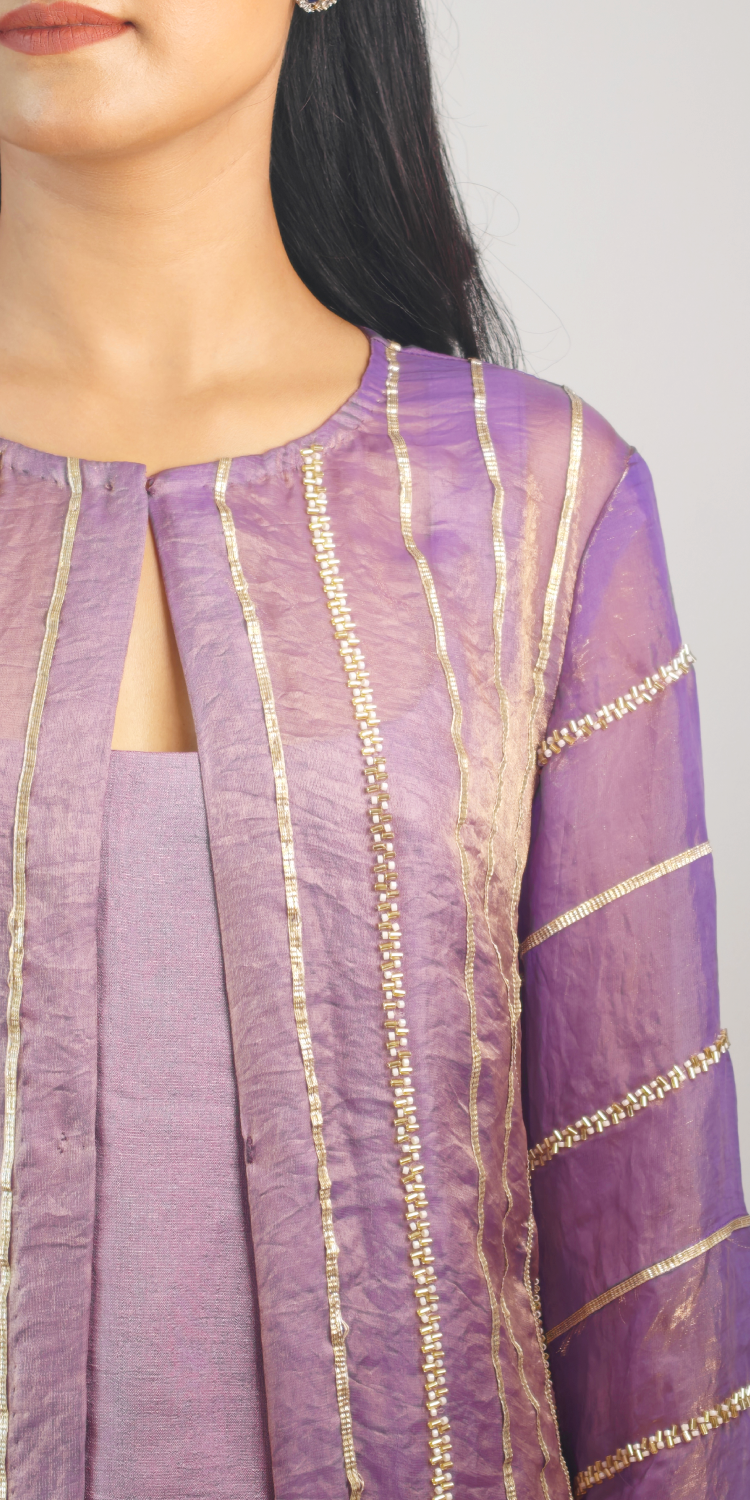 Lavender Orchid Jacket Kurta Set