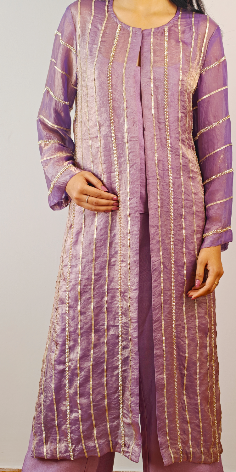 Lavender Orchid Jacket Kurta Set