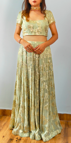 Lime Lux & Emerald Green Lehenga with Cutwork Dupatta