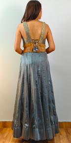 Regal Gold Corset Choli with Contemporary Lehenga