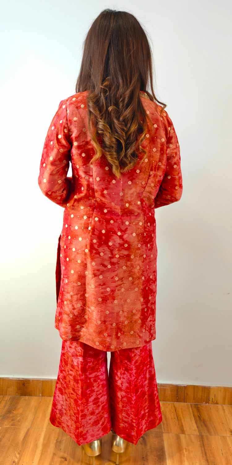 Scarlet Rose Embellished Three-Piece Kurta, Crop-Top & Pants Set