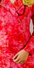 Crimson Red Crop Blazer & Straight Skirt Set