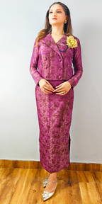 Twilight Grape Crop Blazer & Straight Skirt Set