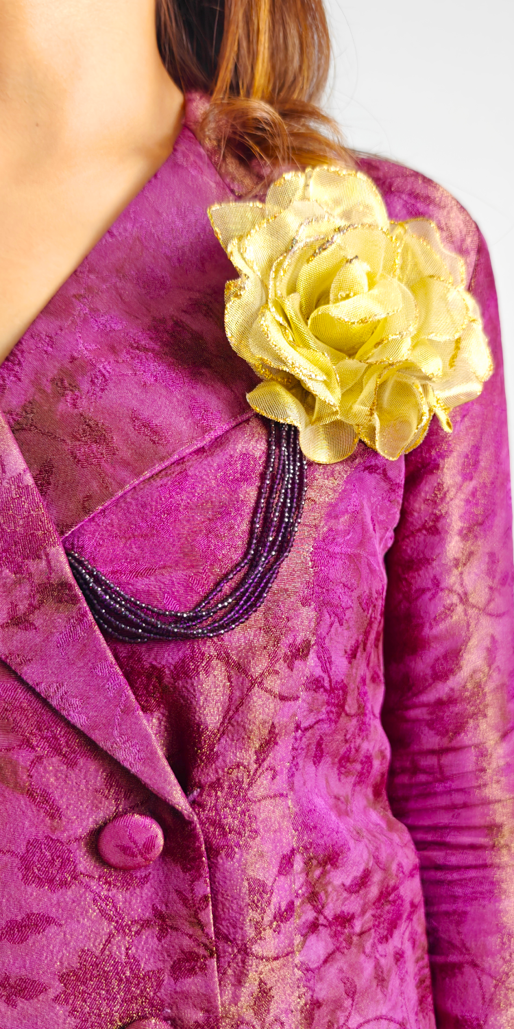 Twilight Grape Crop Blazer & Straight Skirt Set