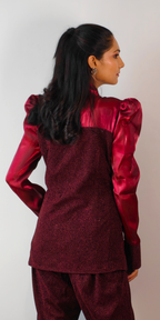 Burgundy Rose Buds Blazer & Pant Co-ord Set