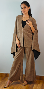 Noir Luxe Rose Gold Asymmetric Sleeve Blazer Trouser Co-ord Set