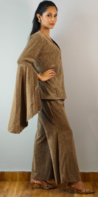 Noir Luxe Rose Gold Asymmetric Sleeve Blazer Trouser Co-ord Set