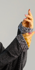 Midnight Black & Silver Kimono Coord Set