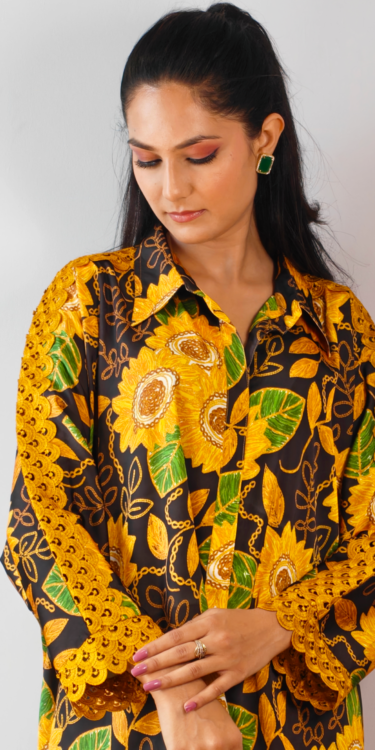 Yellow Black Botanical Coord Set