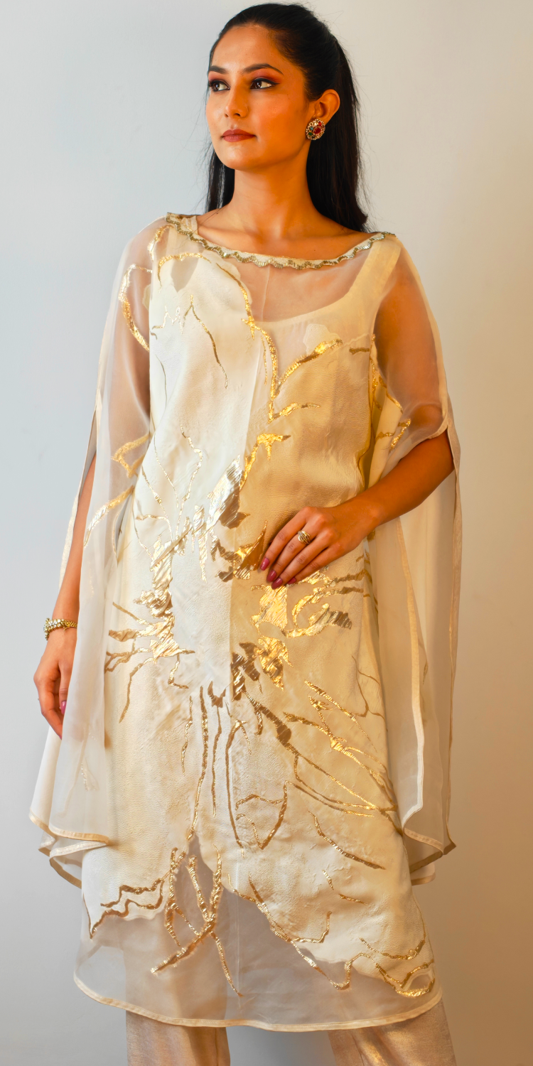 Vanilla Gold Opulent Three-Piece Kaftan Set