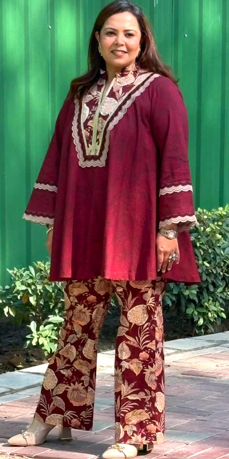 Taapsi Maroon Winter Coord Set