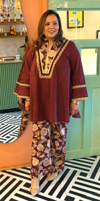 Taapsi Maroon Winter Coord Set